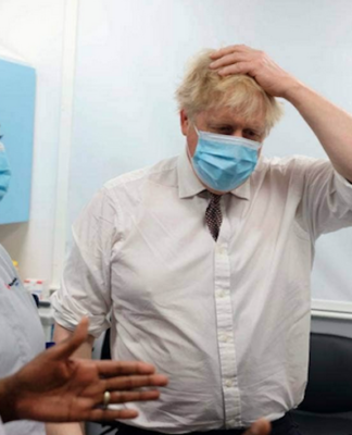 UK Prime Minister Boris Johnson on a hospital visit in January