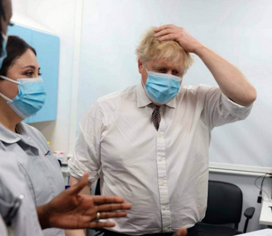 UK Prime Minister Boris Johnson on a hospital visit in January