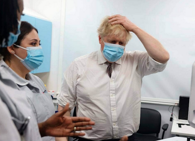 UK Prime Minister Boris Johnson on a hospital visit in January