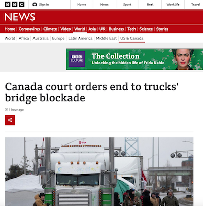 Canada court orders end to trucks' bridge protest