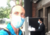 Dr Mark Craig takes a selfie as he arrives for work at a MIQ hotel in Auckland