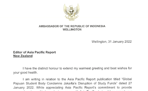 The Indonesian Embassy letter 310122