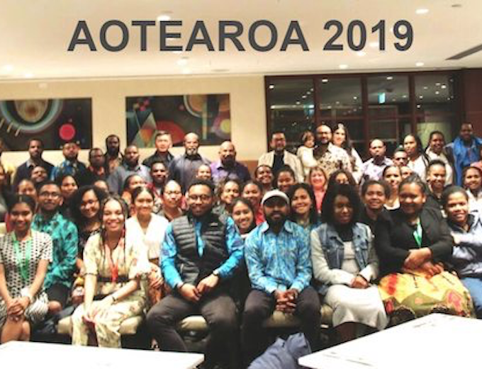 Some of the Papuan students in Aotearoa New Zealand pictured with Papua provincial Governor Lukas Enembe