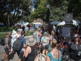 Protesters outside Parliament