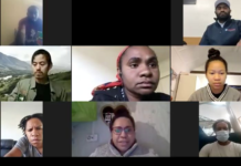 Papuan students taking part in the global virtual meeting