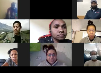 Papuan students taking part in the global virtual meeting