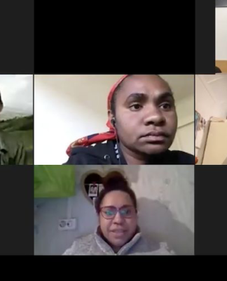 Papuan students taking part in the global virtual meeting