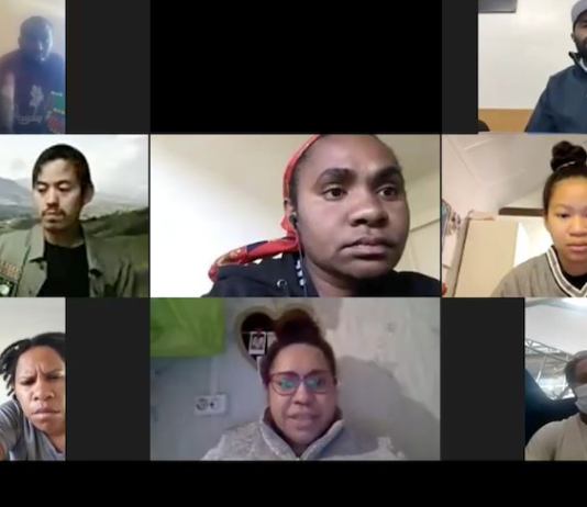 Papuan students taking part in the global virtual meeting