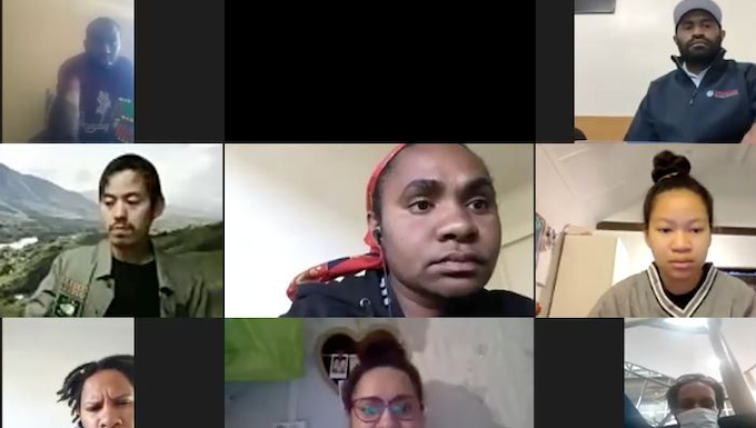 Papuan students taking part in the global virtual meeting