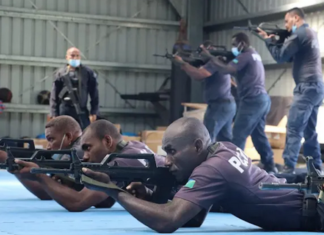 Solomon Islands police officers being trained by China