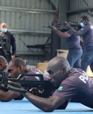 Solomon Islands police officers being trained by China