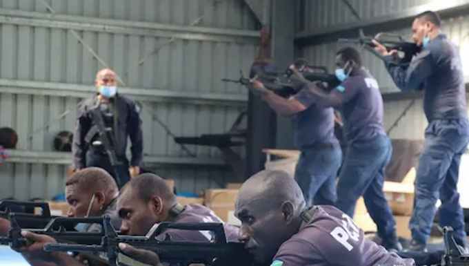 Solomon Islands police officers being trained by China
