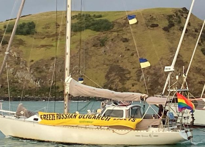 The New Zealand protest flotilla left Whangaruru harbour early today for Helena Bay