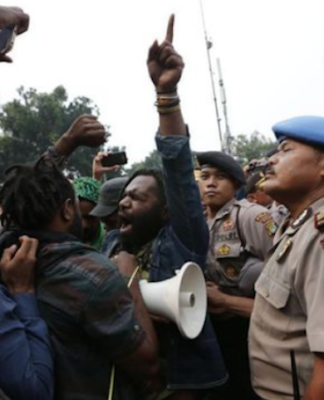 Papuan students protest against the plan to break up the provinces