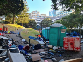 Rubbish left at Parliament grounds by protesters