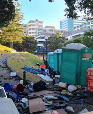 Rubbish left at Parliament grounds by protesters