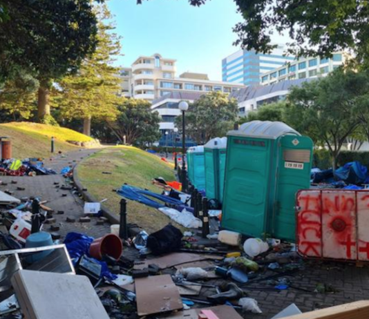Rubbish left at Parliament grounds by protesters