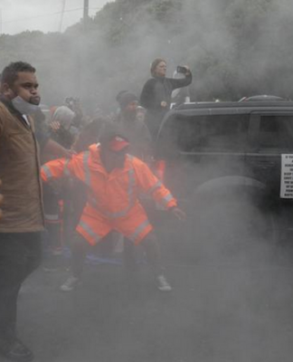 Anti-covid public health measures protesters and police clash on the 23rd day of the Parliament grounds occupation in Wellington