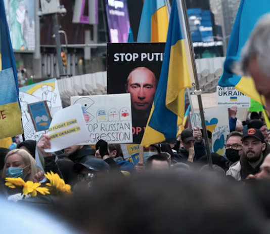A Wellington protest against Putin