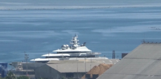 The Russian oligarch's super yacht Amadea in Lautoka port