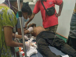 An injured man being treated in hospital in Mt Hagen