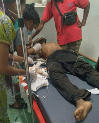 An injured man being treated in hospital in Mt Hagen