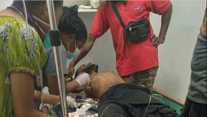 An injured man being treated in hospital in Mt Hagen