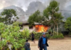 Blazing house in the attack on Pai Police Barracks