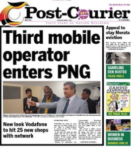 Today's front page mobile operator news in the Post-Courier 07042022