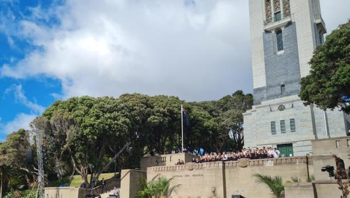The Anzac Day ceremony at the Wellington war memorial