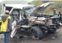 The PNG crash scene on Bulolo Highway in Morobe Province