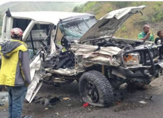 The PNG crash scene on Bulolo Highway in Morobe Province
