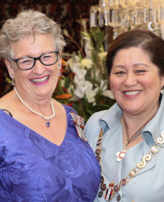 NZ midwife Claire Eyes with Governor-General Dame Cindy Kiro