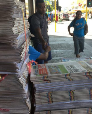 A newspaper stand in Lautoka, Fiji