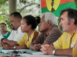 Wali Wahetra (second left) and fellow election candidate Gerard Reignier (right)