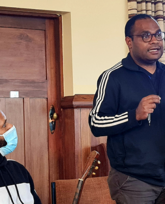One of the four Papuan students meeting with Pax Christi, Laurens Ikinia