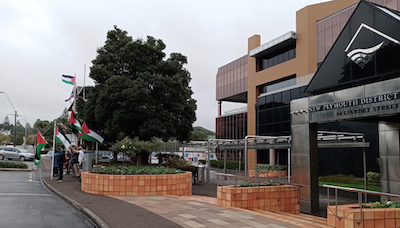 The New Plymouth City Council flies the Palestinian flag today 15052022