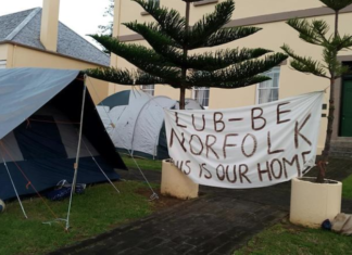 The Norfolk Island protest site
