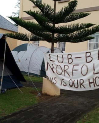 The Norfolk Island protest site