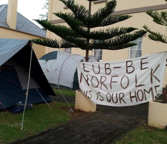 The Norfolk Island protest site