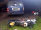 The burnt out motorbike in front of Papua LBH office