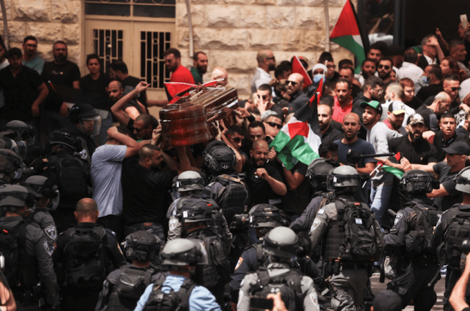 Israeli security forces attack pallbearers carrying the casket of Shireen Abu Akleh