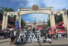 Students protest at the University of the Philippines Manila