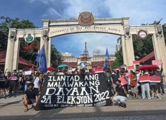 Students protest at the University of the Philippines Manila