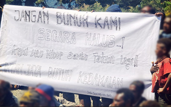 A Papuan protest over the Wabu Block plans