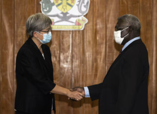 Australian Foreign Minister Penny Wong and Solomon slands Prime Minister Manasseh Sogavare