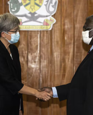 Australian Foreign Minister Penny Wong and Solomon slands Prime Minister Manasseh Sogavare