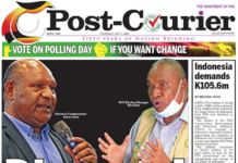 Today's front page banner headline in the PNG Post-Courier