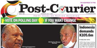 Today's front page banner headline in the PNG Post-Courier