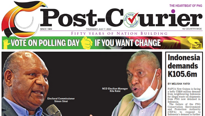 Today's front page banner headline in the PNG Post-Courier